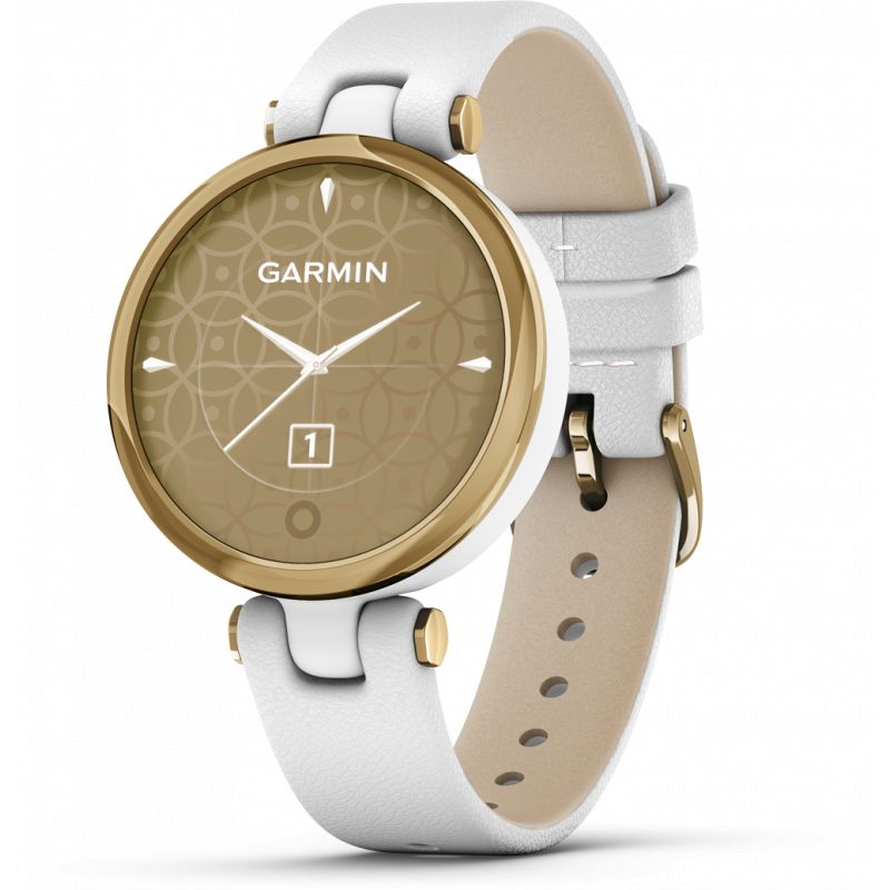 Garmin Lily lunette gold et bracelet cuir blanc 010 02384 B3 Paris