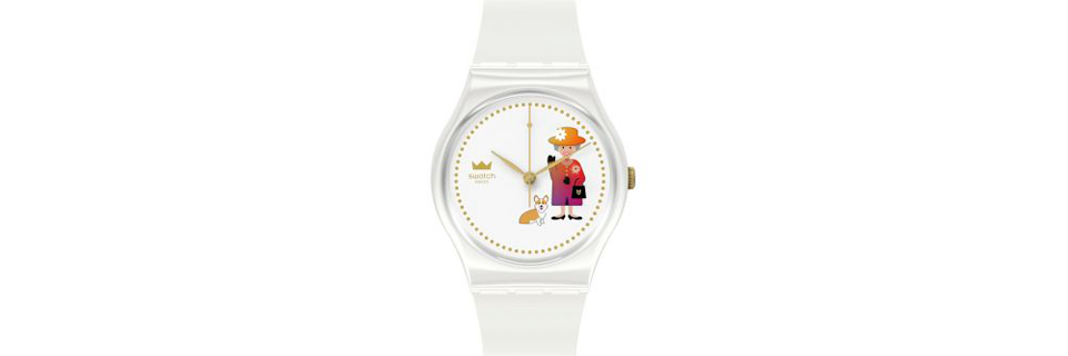 La montre Swatch How Majestic, clin d'oeil et hommage à la Reine