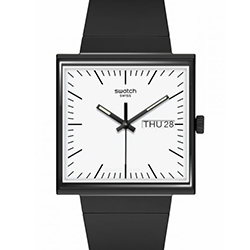 Acheter les montres Swatch What If carrées en biocéramique à Paris